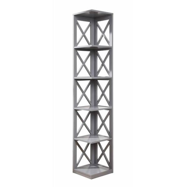 Convenience Concepts Oxford 5 Tier Corner Bookcase, Gray 203080GY